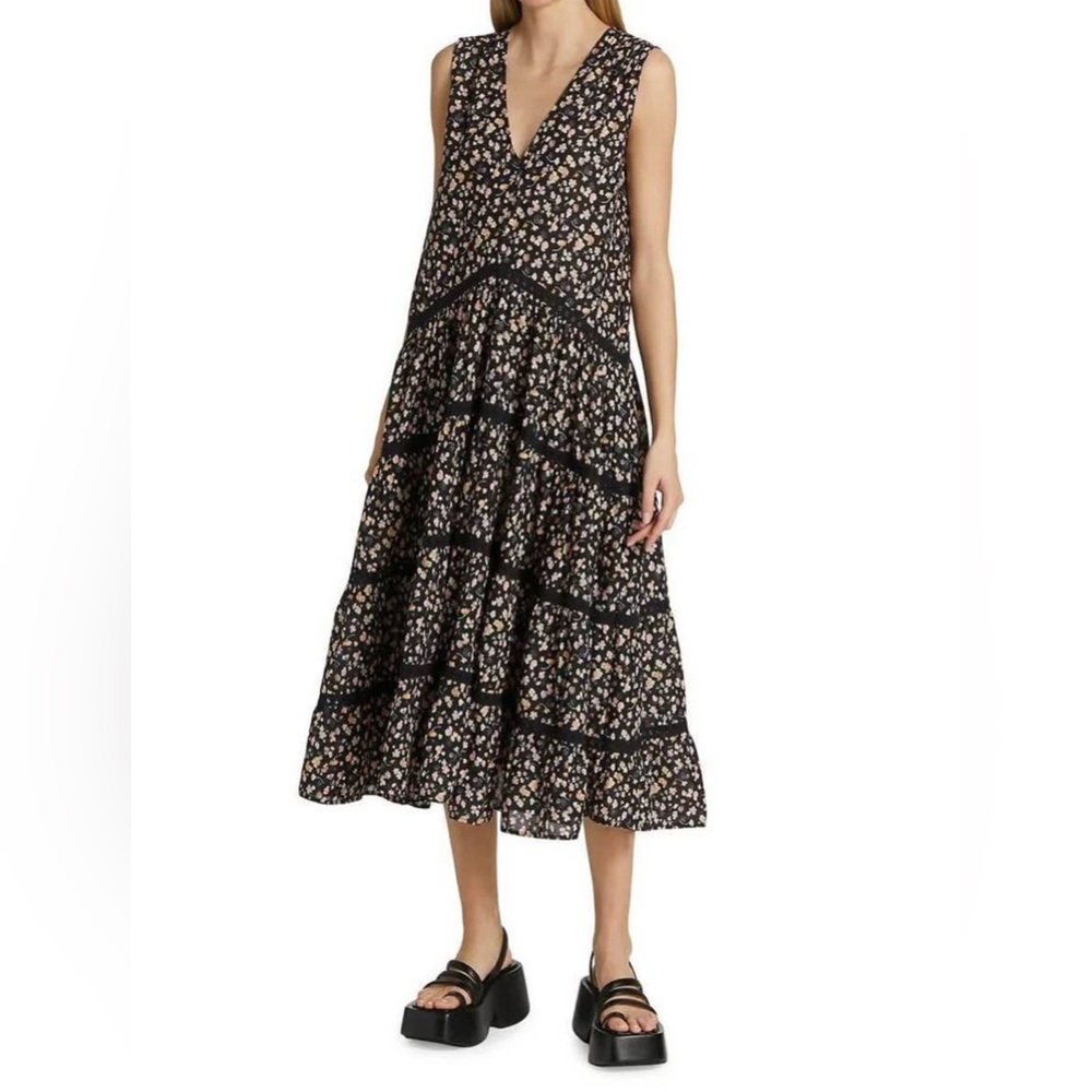 Chic Black Floral Midi Dress